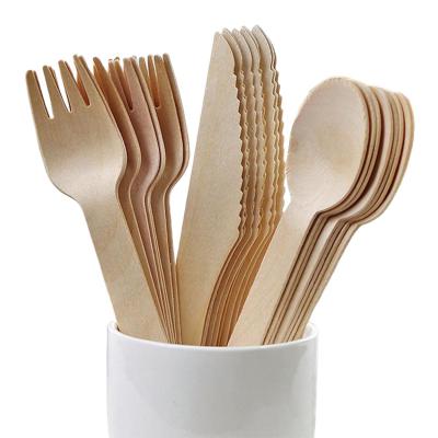 China Eco Friendly Customized Cutlery Set EXW/FOB/CIF/DDP Logo Cutlery Set Disposable Compostable Set Wooden Cutlery for sale