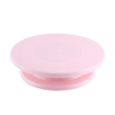 China Viable Hot Selling Plastic Cake Stand Decorating Cake Stand With Rotating Dome Cake Turntable With Color Box Packing for sale