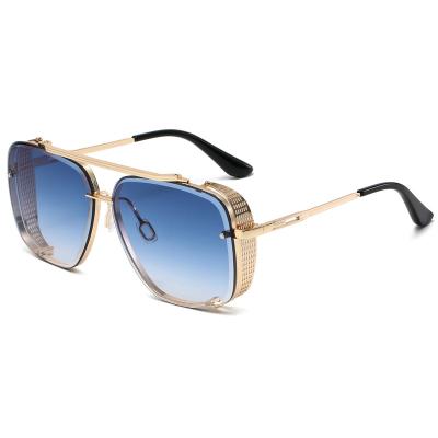 China Retro square double bridge glasses for men's summer gold metal shield frame square punk sunglasses for sale