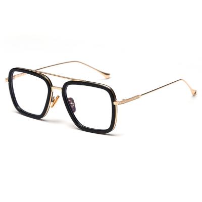 China Black Gold Metal Eyeglasses Men Optical Frames Glasses Women Optical Square Glass Metal Optical Frames Half for sale