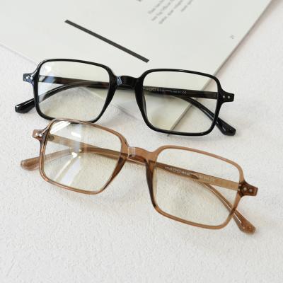 China Black Brown Ultralight Retro Eyeglasses Glasses Frame Women TR90 Men Glasses Retro Optical Square Clear Female Ladies Glasses for sale