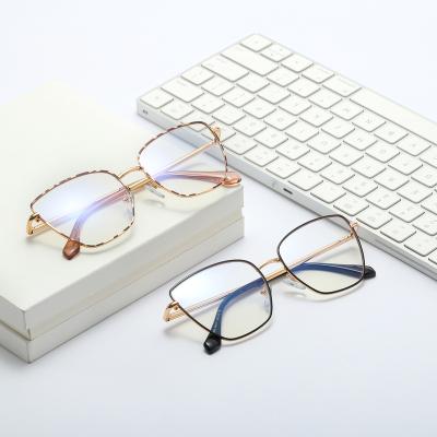 China Light gold blue female black computer glass cat eye glass frame women light pink blue metal large anti for sale