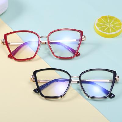 China High Quality Metal Cat Eye Glasses High Quality Blue Light Female Fashion Frames Blue Light Blocking Glasses for sale