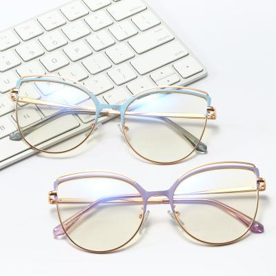 China Fashionable Bluelight Cat Eye Computer Glasses Optical Female Metal Bluelight Computer Glasses Women Blocking Glasses Women for sale