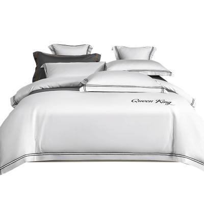 China Other Simple Modern Nordic White Four-Piece Set All Pure Cotton Star Sheet Comforter Fitted Sheet Hotel Bedding for sale