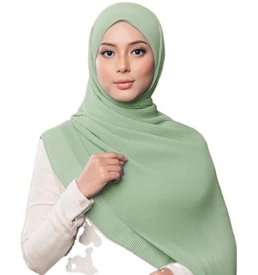 China 2021 Rectangle Chiffon Hijab Malaysian Pleated Muslim Women's Preferred Premium Chiffon Scarves Shawls Hijabs for sale