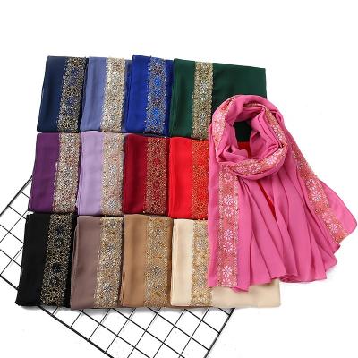 China Dress.scarf 2021 New Muslim Chiffon Hijab Scarves For Women Islamic Lace Scarf Shawls Wraps Hijab Scarves for sale