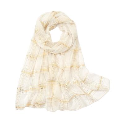 China New Dress.scarf Style Lurex Glitter Stripe Plaid Shawl Headband Fashion Polyester Shimmer Muslim Hijabs Women Scarves for sale