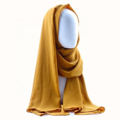 China Simple Solid Chiffon Women Crepe Chiffon Hijab Wraps Muslim Scarves Hijab Ready Fold Long Soft Islam Shawls for sale