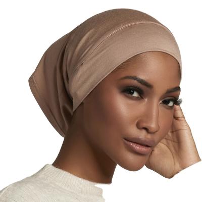 China 58cm female mujer turbante headband tube cap 2020 stretch hijab scarves turban muslim islamic hat soft inner modal hood cap for sale