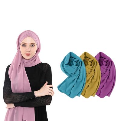 China New Chiffon Crepe Shawl Dubai Muslim Hijab Scarf Malaysia Muslim Tudung Hijab Soft Chiffon Tudung Hijab for sale