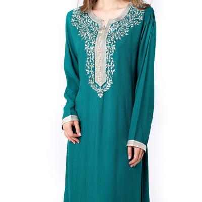 China Muslim Dress India Turkish Anti-wrinkle Ruffles Sleeve Embroidered Abaya Kaftan Arabic Islamic Party Dress Vestidos Long Dress Dubai for sale