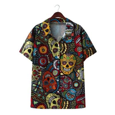 China QUICK DRY Plus Size Men Shortsleeve Fashion Printed Shirt Halloween Clothes Street T-shirt Wholesale Casual Short Mens Wear for sale