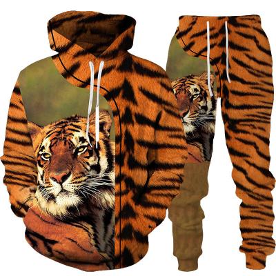 China New 3D Animals QUICK DRY Tiger Printed Hoodie+Pants Fit Cool Men/Women 2 Pcs Tracksuit Set Autumn And Winter Men's Clothing for sale