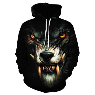 China Bloodthirsty Wolf 3d Printing Hoodies Sweatshirts Wholesale QUICK DRY Unisex Pullover Sweatshirt Bloodthirsty Supplier for sale