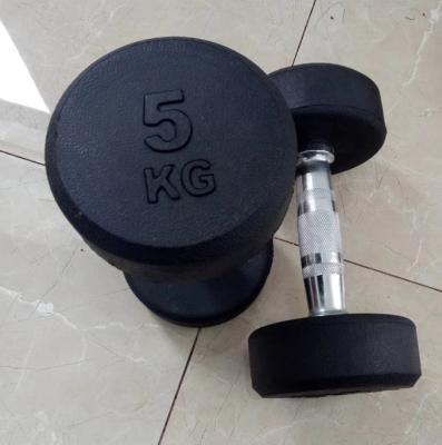 China Universal Gym Equipment Shandong DFT Accessory Black Rubber Dumbbell for sale