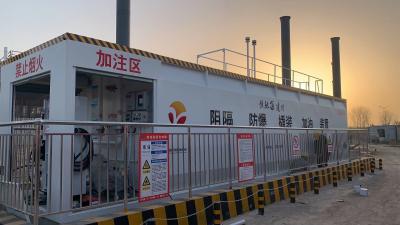 China 50m3 containerrijke tankstation koolstofstaal 50m3/h met zelfprimmende pomp Te koop