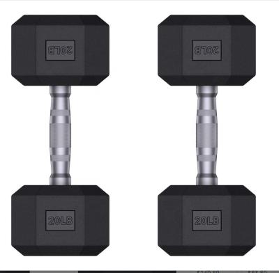 China ONE STAR Hex Rubbell Dumbbell Dumbbells Free Weight Cast Hex Rubber Coated Dumbbell With Metal Handle Heavy Dumbbell Strength Training For Arm, for sale