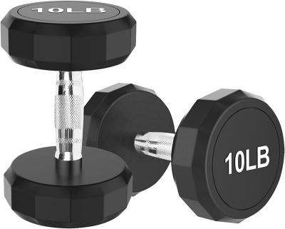 China ONESTARSPORTS Rubber Covered Dumbbell Gym Equipment Round 10kg Dumbbell Rubber Adjustable Dumbbell Sets Weightlifting for sale