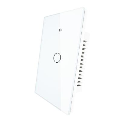 China Tempered Glass Panel USA Smart Home Wifi RF433 Wall Touch Switch 1/2/3 Strip Panel Glass Lamp Switch Smart Switch for sale