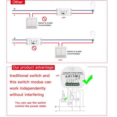 China Tuya Smart APP Module Breaker Diy Wifi Lamp Switch Remote Control Operation With Alexa Echo MS-104B for sale