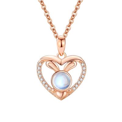 China 925 Sterling Silver Cute Heart Necklace Fashion Jewelry Rabbit Pendants Charms for sale