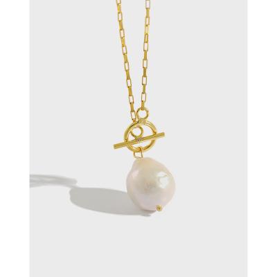 China Romantic Necklace S925 Sterling Silver Baroque Female Pearl Pendant Necklace for sale