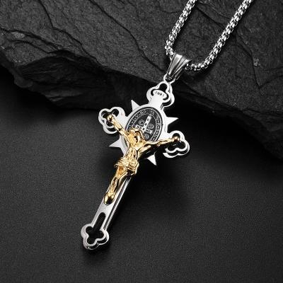 China Hiphop Jesus Pendant Titanium Steel Cross Necklace for Men for sale