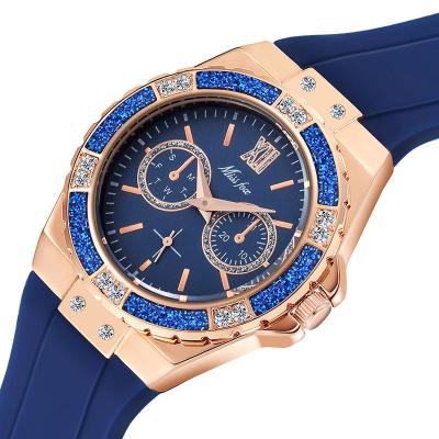 China Auto Date Diamond-Encrusted Rubber Watch Band Quartz Watches Fashion Watch Women for sale