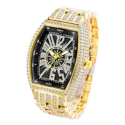 China Completely Luxury Drill Big Dial Day/Date Observe Tonneau Shaped Digital Watches For Men for sale