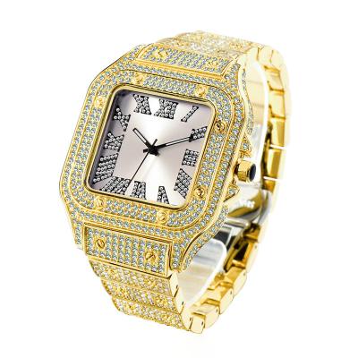 China Roman Day/Date Scale Fashion Watch Full Square Diamonds Mens Watch Hip Hop Luxury Jewelry for sale