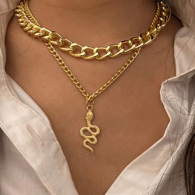 China Europe and America fashion new personality double clavicle chain creative hip hop pendant jewelry necklace for sale