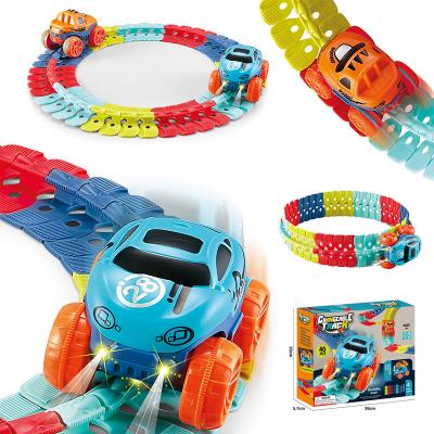 China Slot Toy New Rail Track Train Set Electric Toys Children 46PCS DIY Flexibility Racing Slot Railway Toy for sale