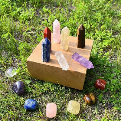 China 14PCS Global Healing Crystals Set For Meditation Reiki Tumbled Stones And Crystal Point Tower For 7 Chakra Energy Balancing for sale