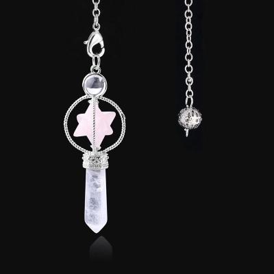 China China Point Hexagonal Star Pendant Pendulum For Dowsing Balancing Spiritual Gemstone Crystal Pendulums Chain Resin Reiki Wicca for sale