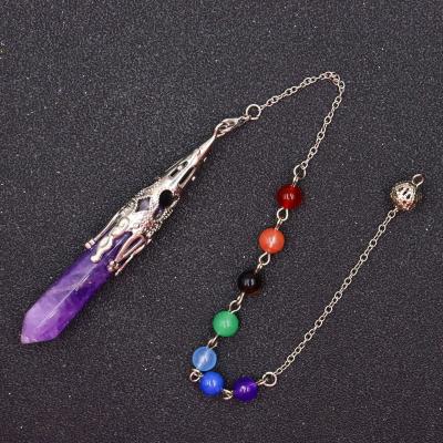 China China Crystal Point Pendulum For Stone Pendant Gift Dowsing Crystal Bead Chain For Divination Pendulum Rock Dowsing for sale