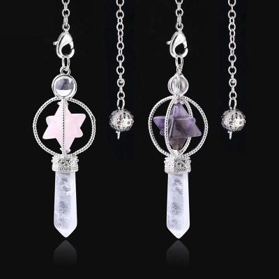 China Unique Healing Shape China Flower Dowsing Pendulum Crystal Pointed Pendulum Hexagonal Stone Reki Pendulum for Wicca Divination for sale