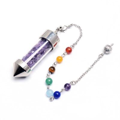 China Meditation Dowsing Healing Crystals Amulet Crystal Pendant Wish Bottle Necklace China Healing Stone Chip 7 Chakra Pendulum for sale