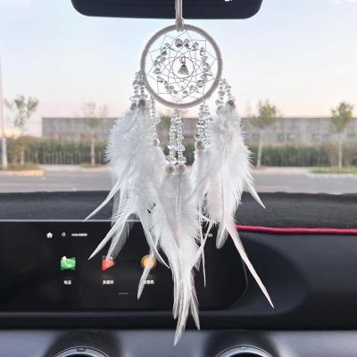 China Handmade Car Rear View Mirror Pendant Global Boho Small Dreamcatcher With Feather Dreamcatchers With Crystal Room Hanging Decoration for sale