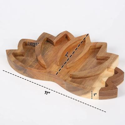 China Lotus Holder Crystal Tray wooden overall display stand for witchy gifts of crystals and gemstones healing stone tray stone collection for sale