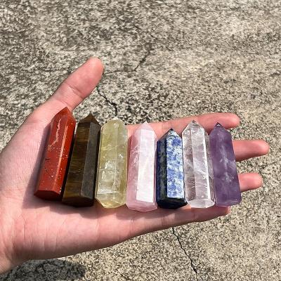 China Global Healing Crystal Tower Single Point 6 Faceted Stones Crystal Healing Prism of Reiki Chakra for Meditation Home Decor for sale