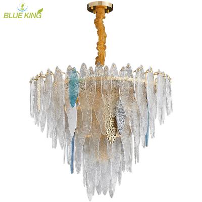 China Baccarat Spiral Chandelier Modern Gold Long Staircase Hanging Crystal Colored Glass Round Huge Chandelier Ceiling Lamp for sale