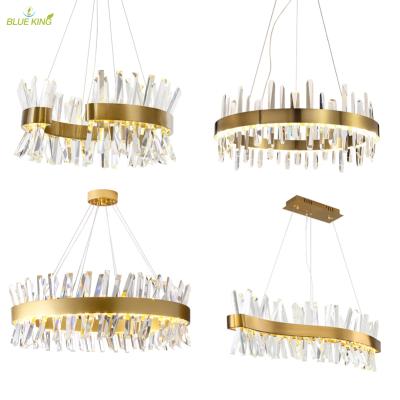 China Brand New Crystal Luxury Round Moon Chandelier Hotel Hang Golden Ceiling Lamp Modern Elegant High Quality Post Modern Wedding for sale