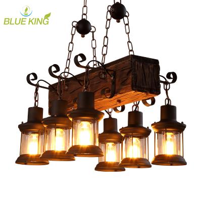 China Rustic Wooden Boat Personality Wooden Wheel Bar Restaurant Cafe Beaded Industrial Chandelier for Restaurants for sale