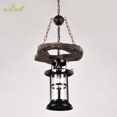 China Industrial Loft Single Head Euprope Italian Glass Wood Chandelier And Industrial Pendant Lights for sale