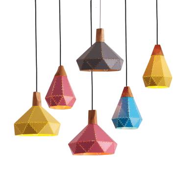 China Modern Nordic Simple Wrought Iron Turkish Personality Hanging Lights for Kitchen Restaurant Metal Home Colorful Polygon Pendant Light for sale