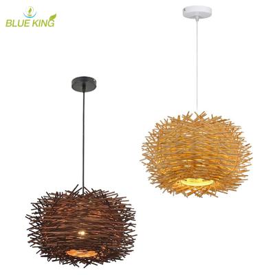 China Asian High Quality Classic Design Kitchen Dining Room Bamboo Jute Rantten Pendant Lights Round Lantern Lamp Hand Knitted Lights for sale