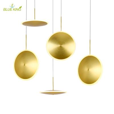 China Contemporary Minimalist Decorative Round Home Bed Side Decorative Round LED Gold Color Pendant Lights for sale