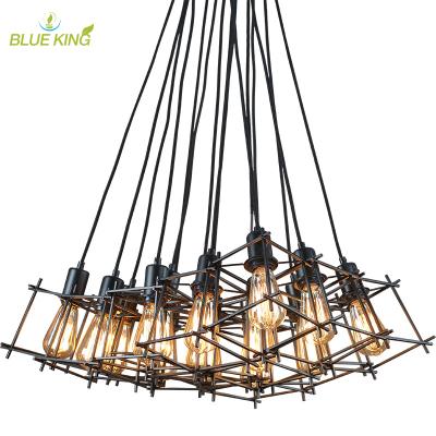 China Rustic Metal Cage Loft Multi Heads Decorate Net Ceiling Bedroom Lights for sale