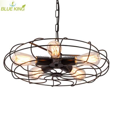 China BLUEKING industrial wrought iron fan shape industial pendant lights for bar cafe for sale